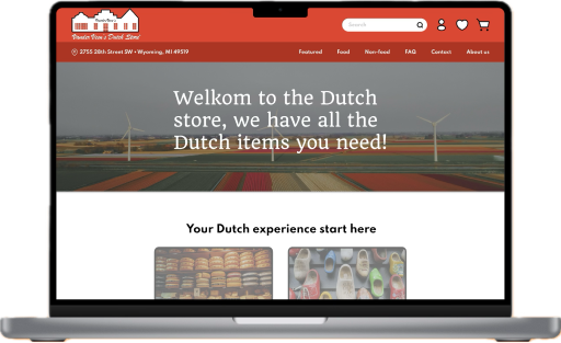 laptop with dutch store website